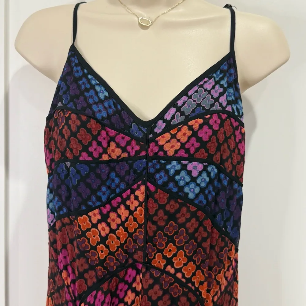 Free People Honey Bee Midi Dress Floral A Line Ruffle V Neck Wine Small New - Image 7