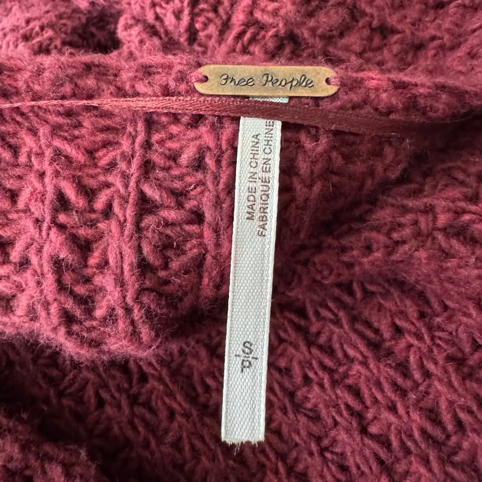 Free People Breeze Chunky Knit Waffle Oversize Cardigan Sweater Size S - Image 6