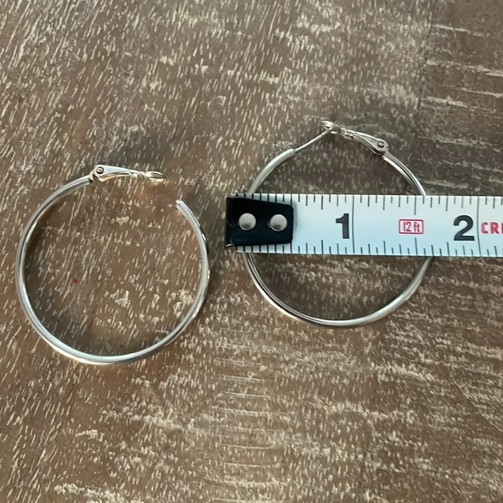 Silver Hoop Earrings, Flaw - Image 3