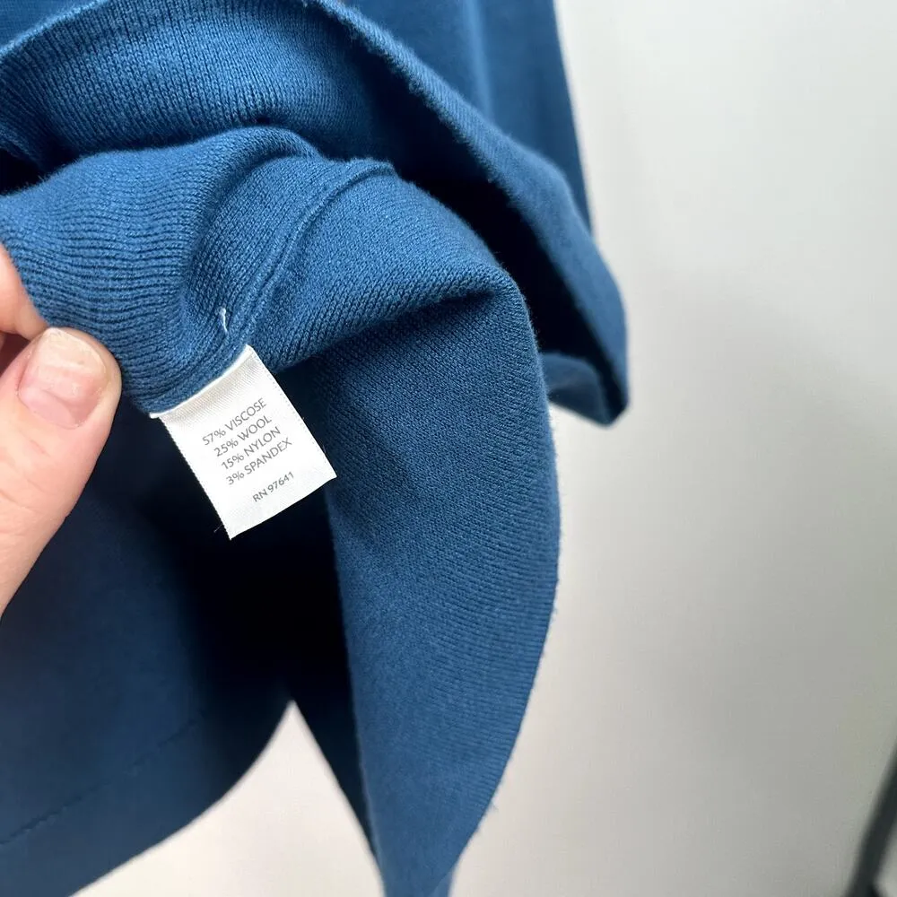 J. Jill Dark teal Blue Seamed Wool Blend Sweater Dress Long Sleeve Size Small - Image 5