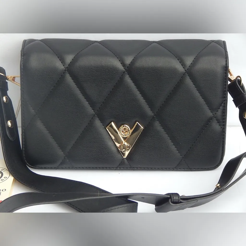 VALENTINO ORLANDI ITALY Black Quilted CROSSBODY SHOULDER BAG CLUTCH NEW - Image 3