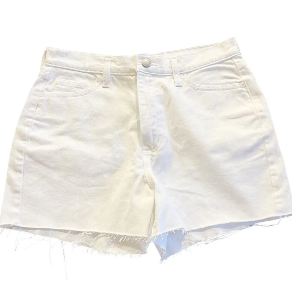 Universal Thread White Raw Hem High Rise Boyfriend Jean Shorts Size 4 - Image 2