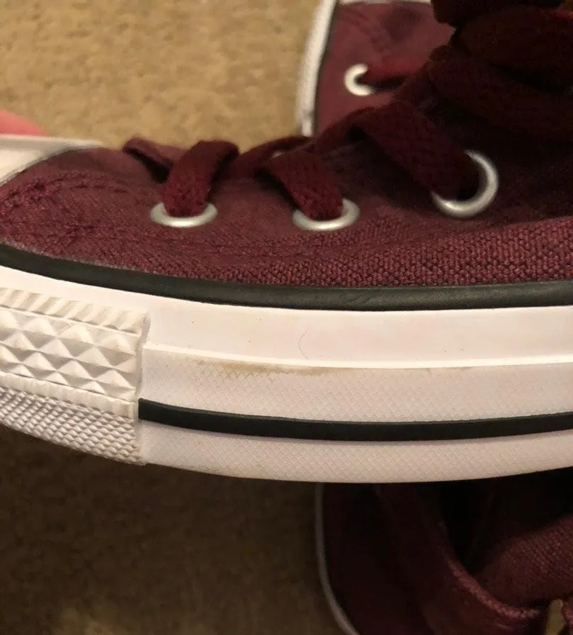 Converse Maroon High Tops With Velcro Straps - Image 6