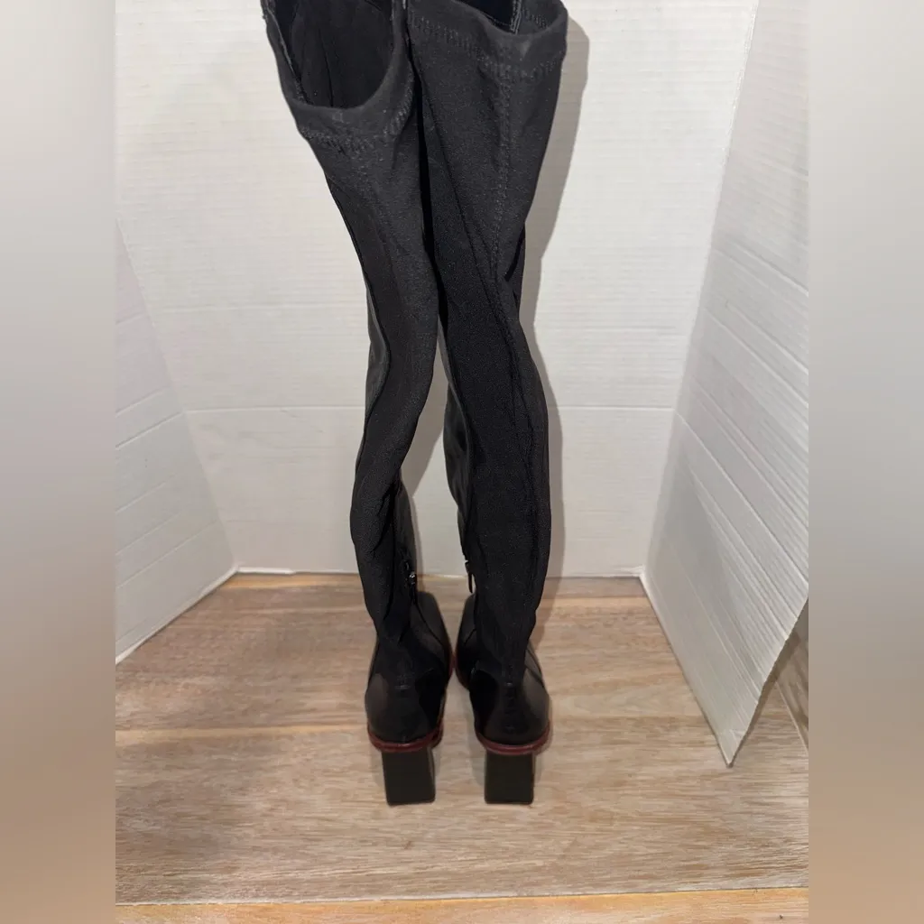 New Knee High Vince Camuto's Dreven Black Leather Block Heel Womens Boots Sz 7.5 - Image 8