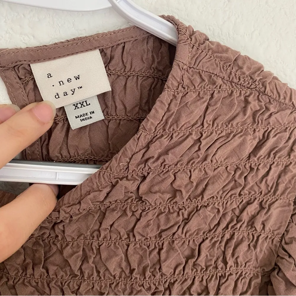 mauve dusty rose long sleeve ruched peplum blouse size XXL - Image 4