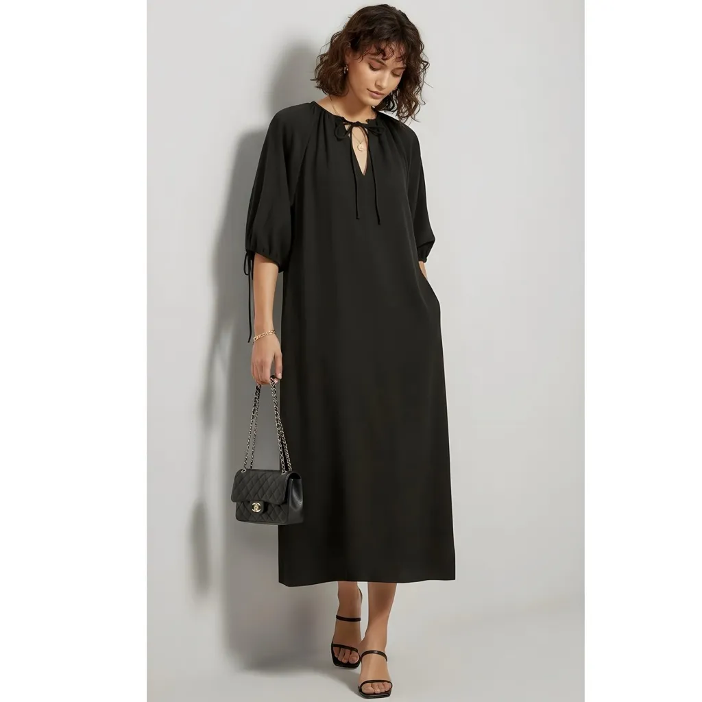 SAMSOE SAMSOE Salago Midi Dress, Black, Small Black - Image 2