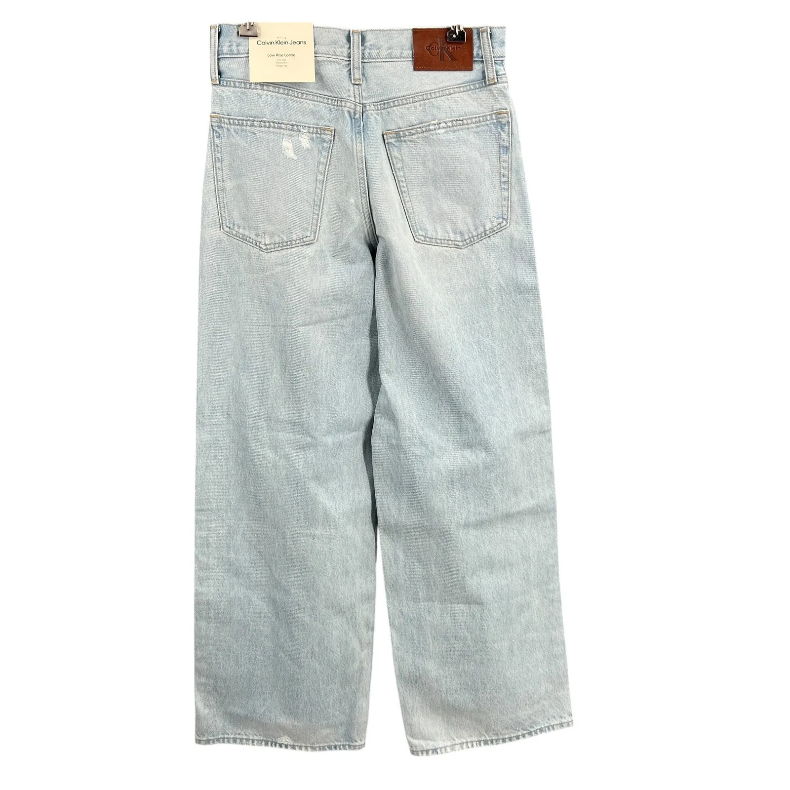 Calvin Klein Low Rise Loose Distressed Baggy Jeans Y2K Skater Womens 25 New - Image 3