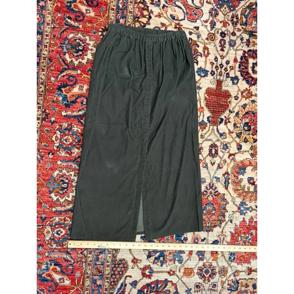 Womens Vintage FLAX Green Corduroy Pull On Midi Skirt Waist USA Made Small - Image 8