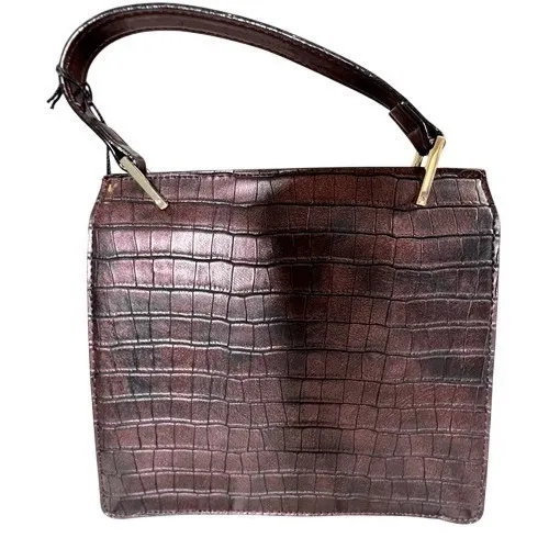 Kate Landry Faux Alligator Burgundy Wine Crossbody Tote Satchel Handbag Designer - Image 4