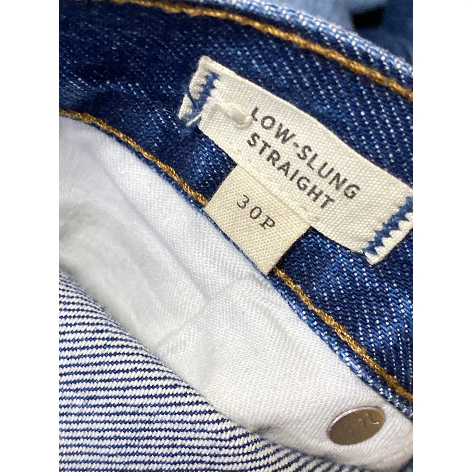 Madewell Low Slung Straight Leg Women's Blue High Waisted Denim Jeans Size 30P - Image 5