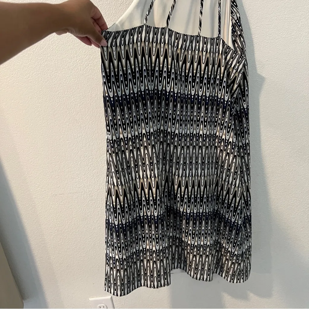 Kensie Women's Sound Waves Printed Cami Dress Halter Neck Shift Chiffon‎ Size M - Image 7