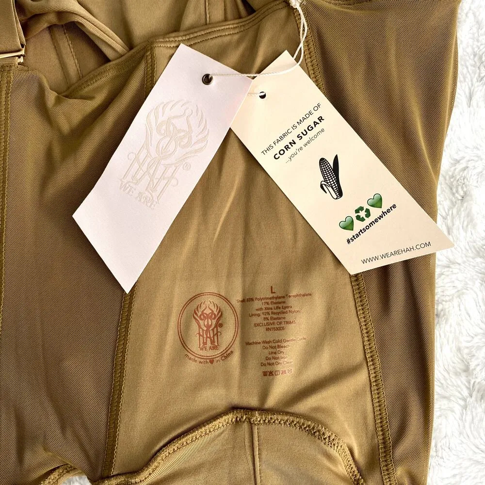 NEW Free People HAH Shroom Tan Knock Out Cropped Fitted Boudoir Corset Top L - Image 7