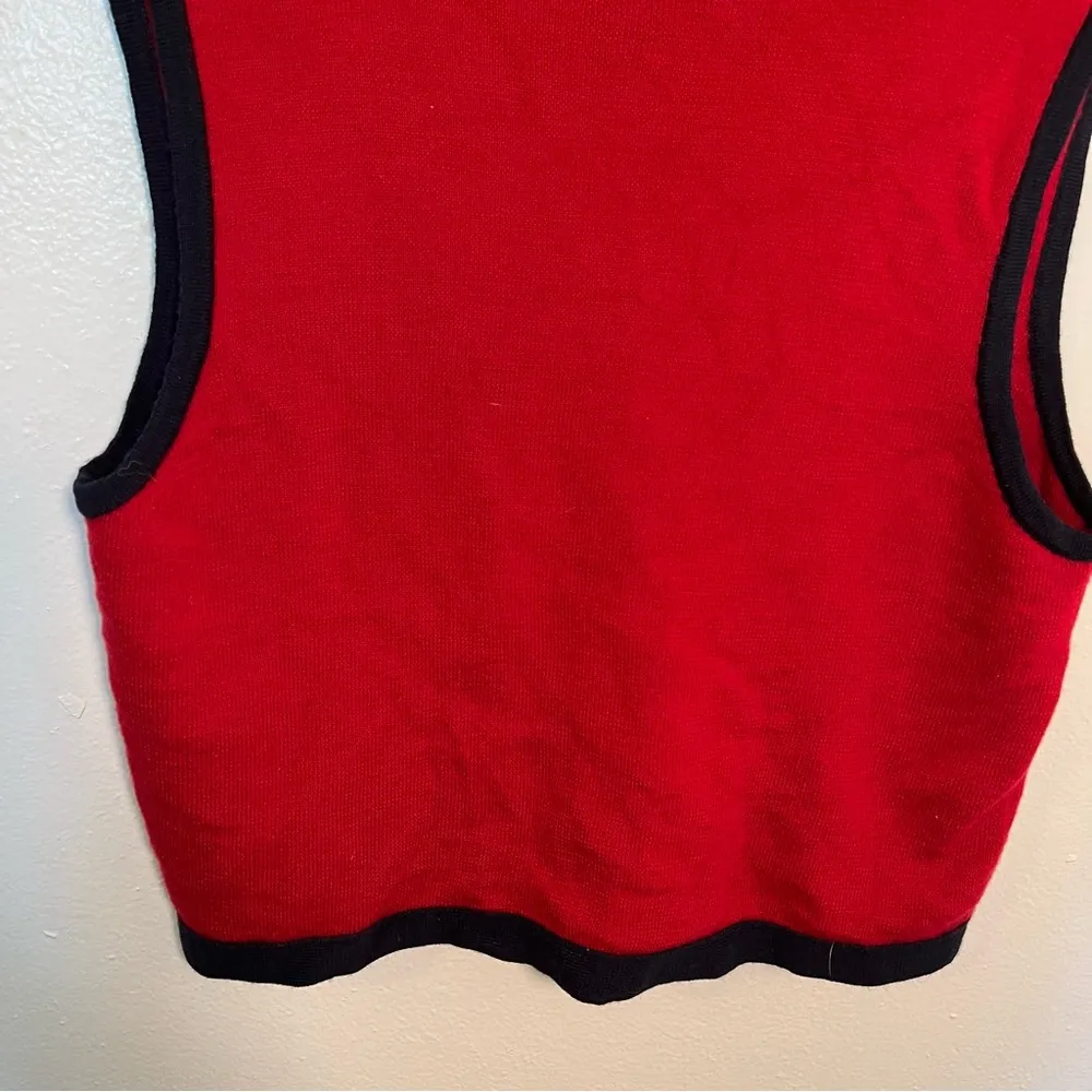 Vintage Talbots Sweater Vest Red Navy - Image 9