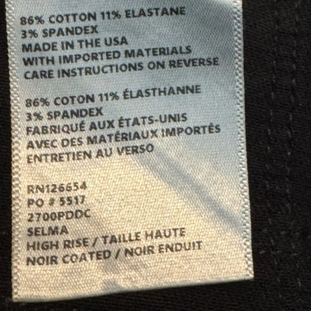 L'AGENCE Clayton High Rise in Noir Coated Cotton-Blend Pants Size 32 - Image 8