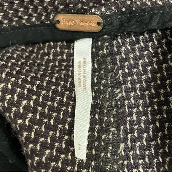 Free People Belted High Waist Wide Leg Pants Brown Tweed Trouser Women’s Size 2 - Image 8