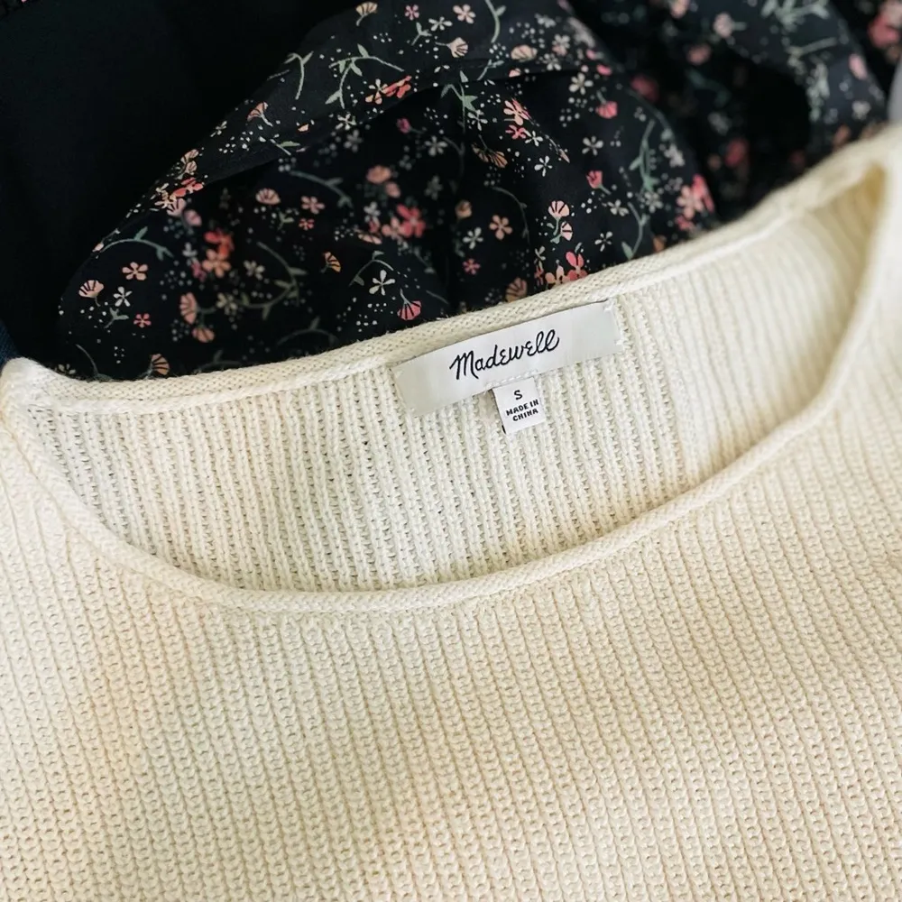 Madewell Balletcore Knit Double Side Bow Tie Cream Tank Top Sz Small NWOT - Image 7