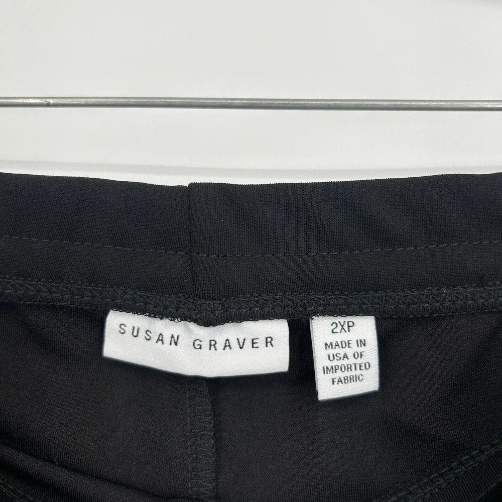 Susan Graver Black Full Length Flare Pull On Pants High Rise Stretch Size 2XP - Image 9