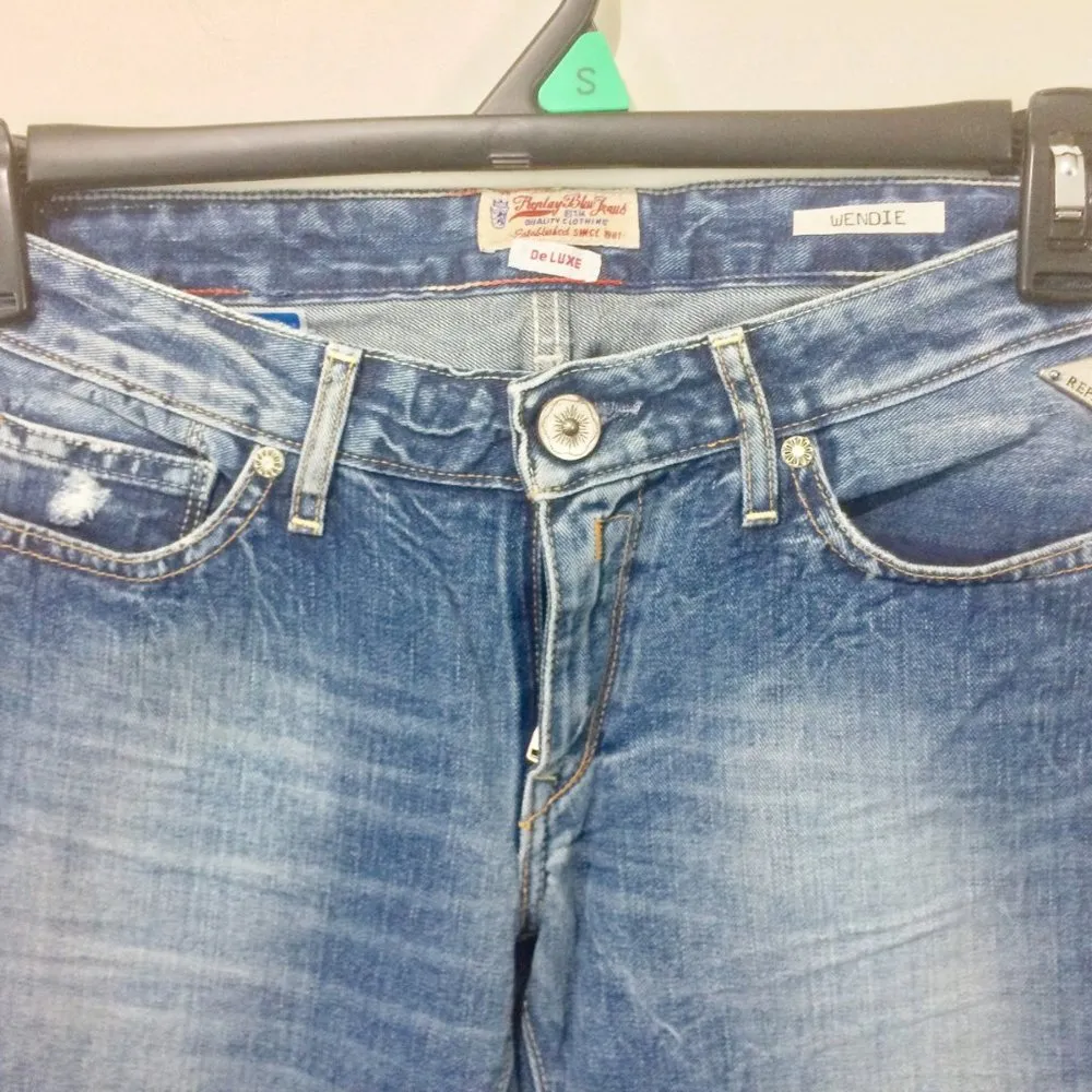 Replay women's size 28 turquoise beaded 100% cotton WENDIE boot - Image 2