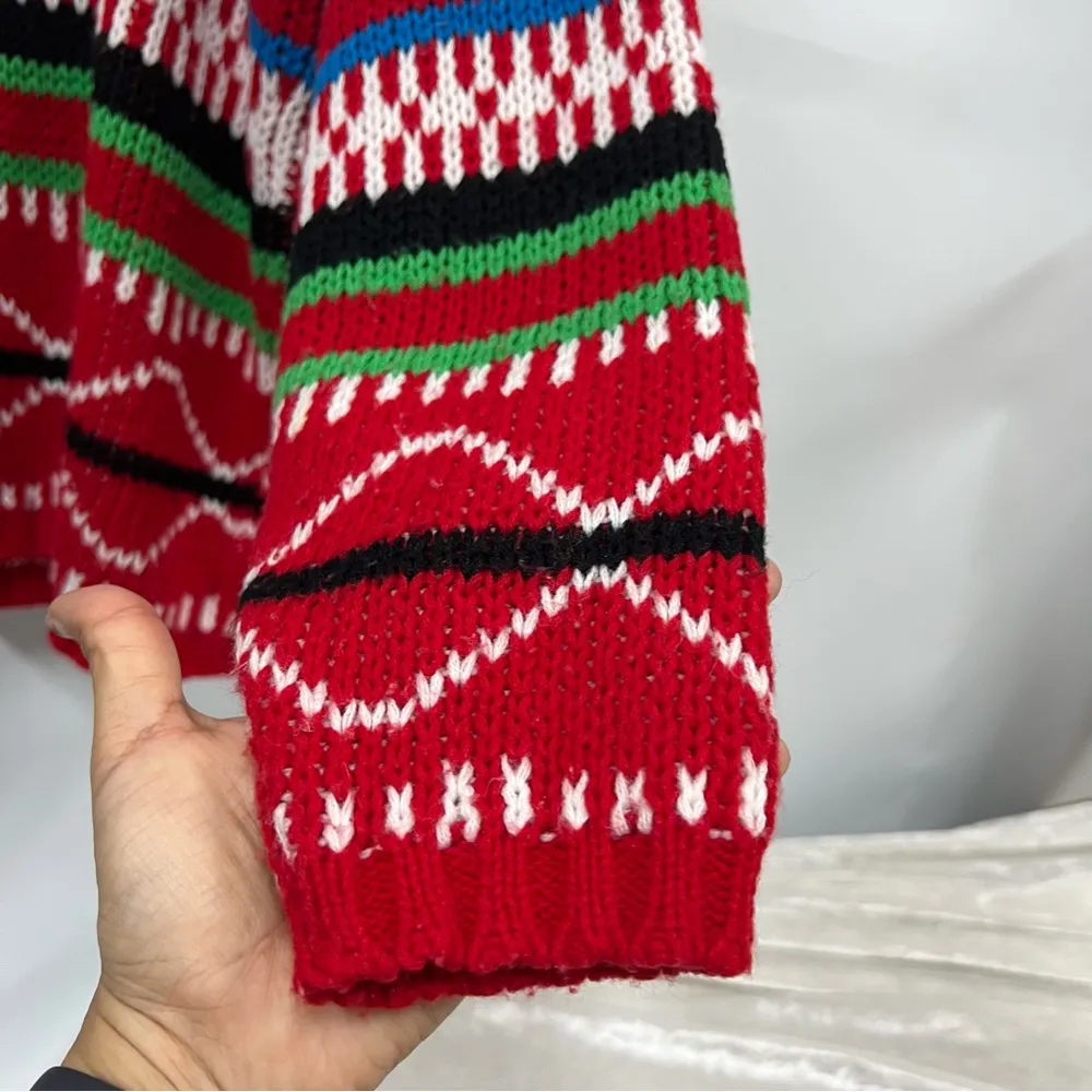 Vintage large JCPenney Hunt Club Chunky Knit vibrant color sweater Red - Image 3