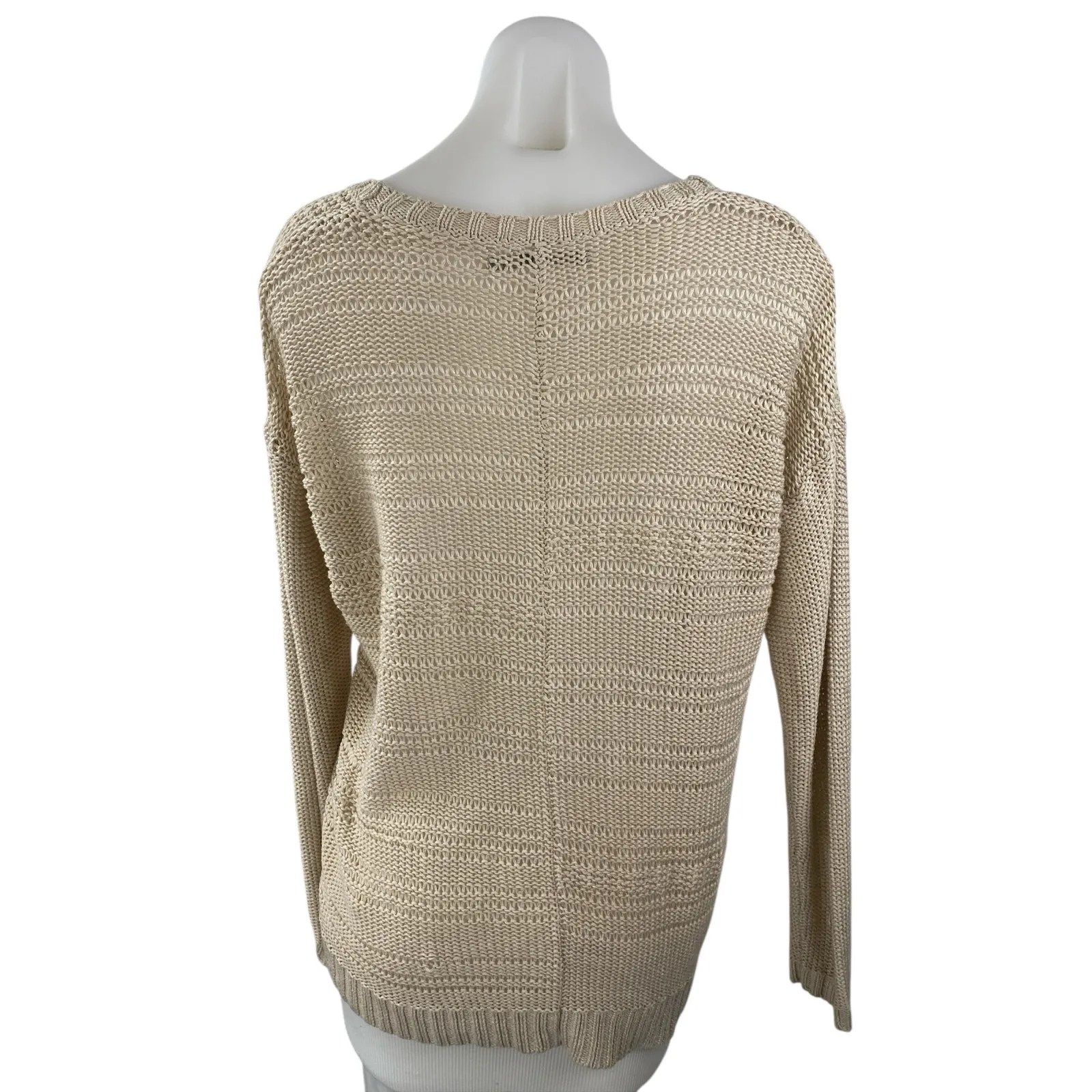 Rubbish Women's Beige Knit Long Sleeve V Neck Button Up Cardigan Sweater Top S - Image 2