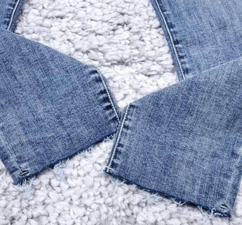 Stonefield Conrad Ankle High Rise Ankle Skinny Jeans Button Fly Raw Hem 32 x 27 Blue - Image 10