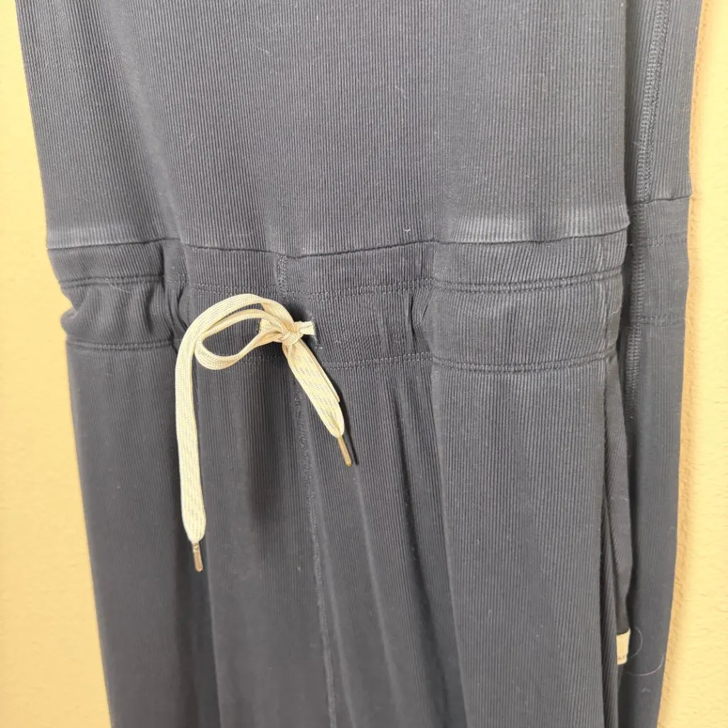 VUORI Mudra Pose Ribbed Knit Square Neck Jumpsuit Onesie Size Large Black - Image 3