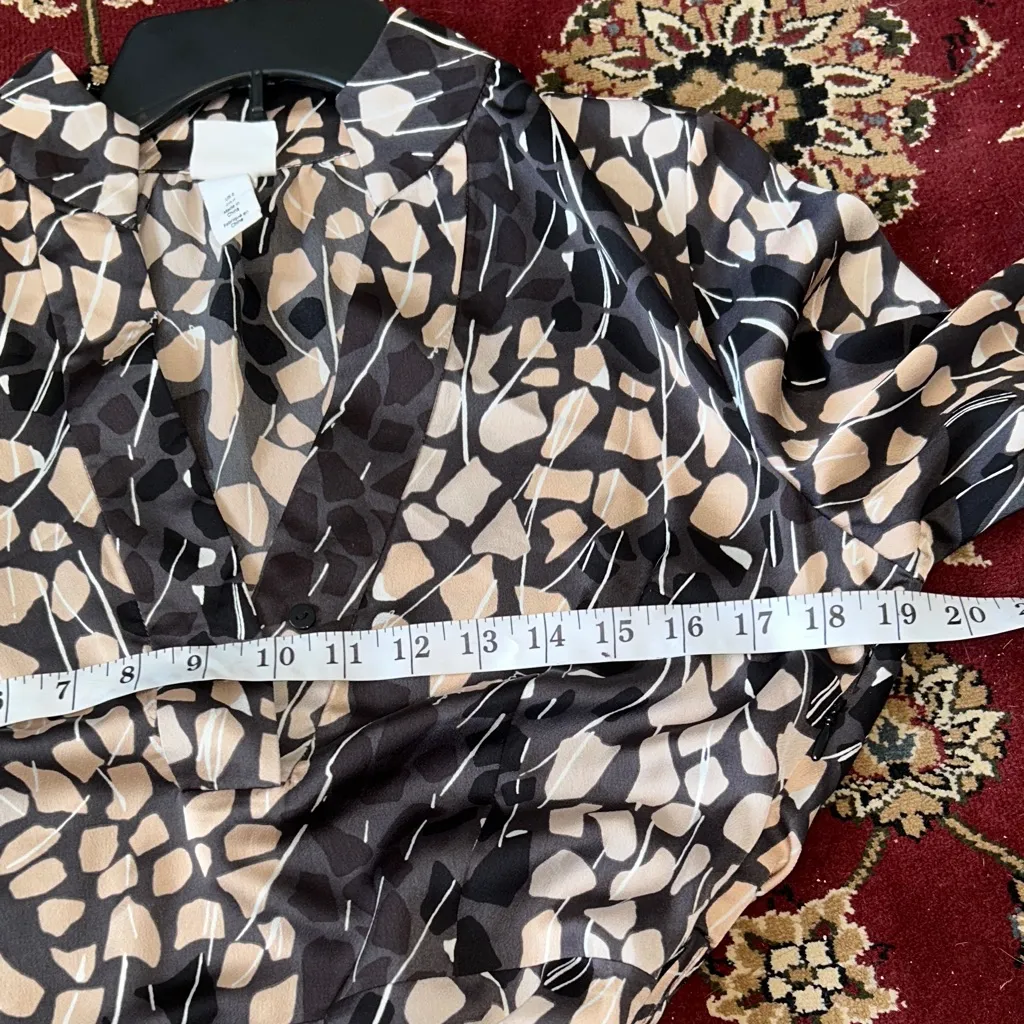 Richard Allen x H&M Gray and Cream‎ Long Sleeve Belted Dress Size 6 side zip - Image 12