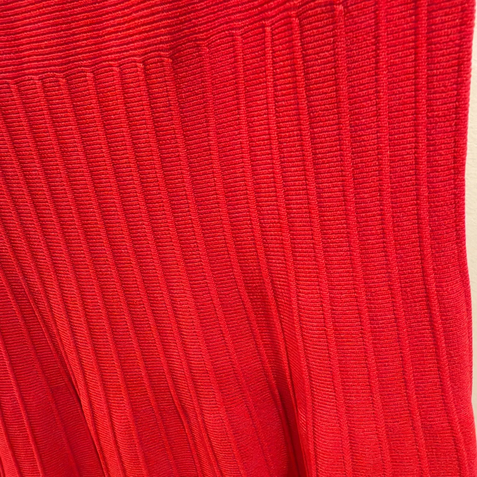 Staud Red Knit Ribbed Midi Dress Tank Square Neck Sleeveless M - Image 9