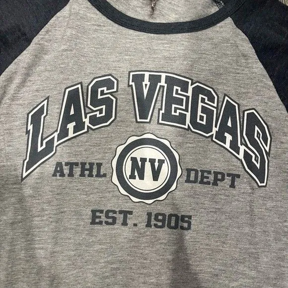 Platinum XL Las Vegas NV Navy & Gray T Shirt 3/4 Sleeves Crew Neck - Image 2