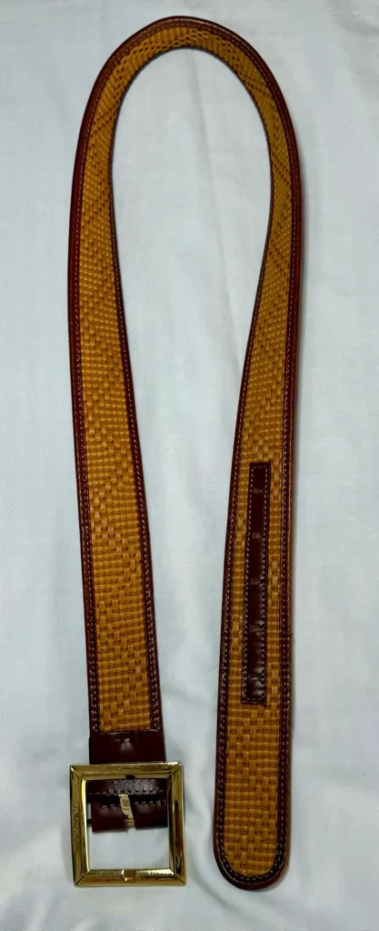 Vintage BROOKS BROTHERS Italy Woven Leather Women's Belt Brown Large Classic - Image 1