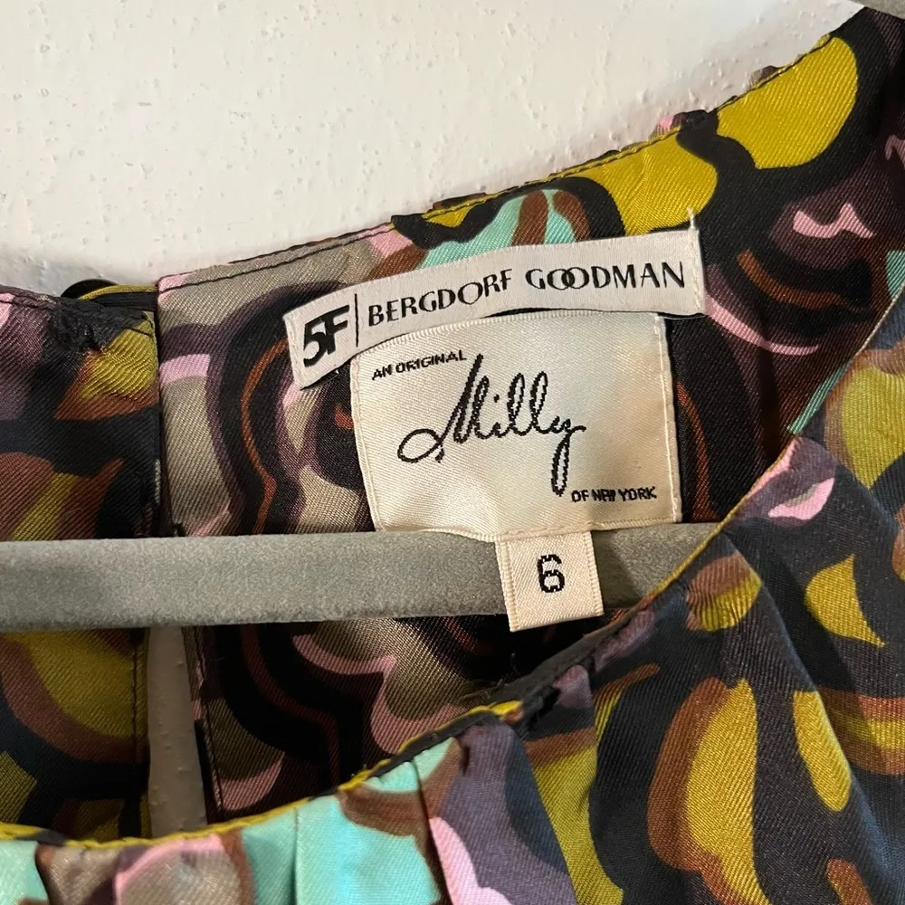 Milly Dress Floral 100% Silk Sheath Dress Sz 6 NWT Retro 60s Look Classic Shape - Image 5