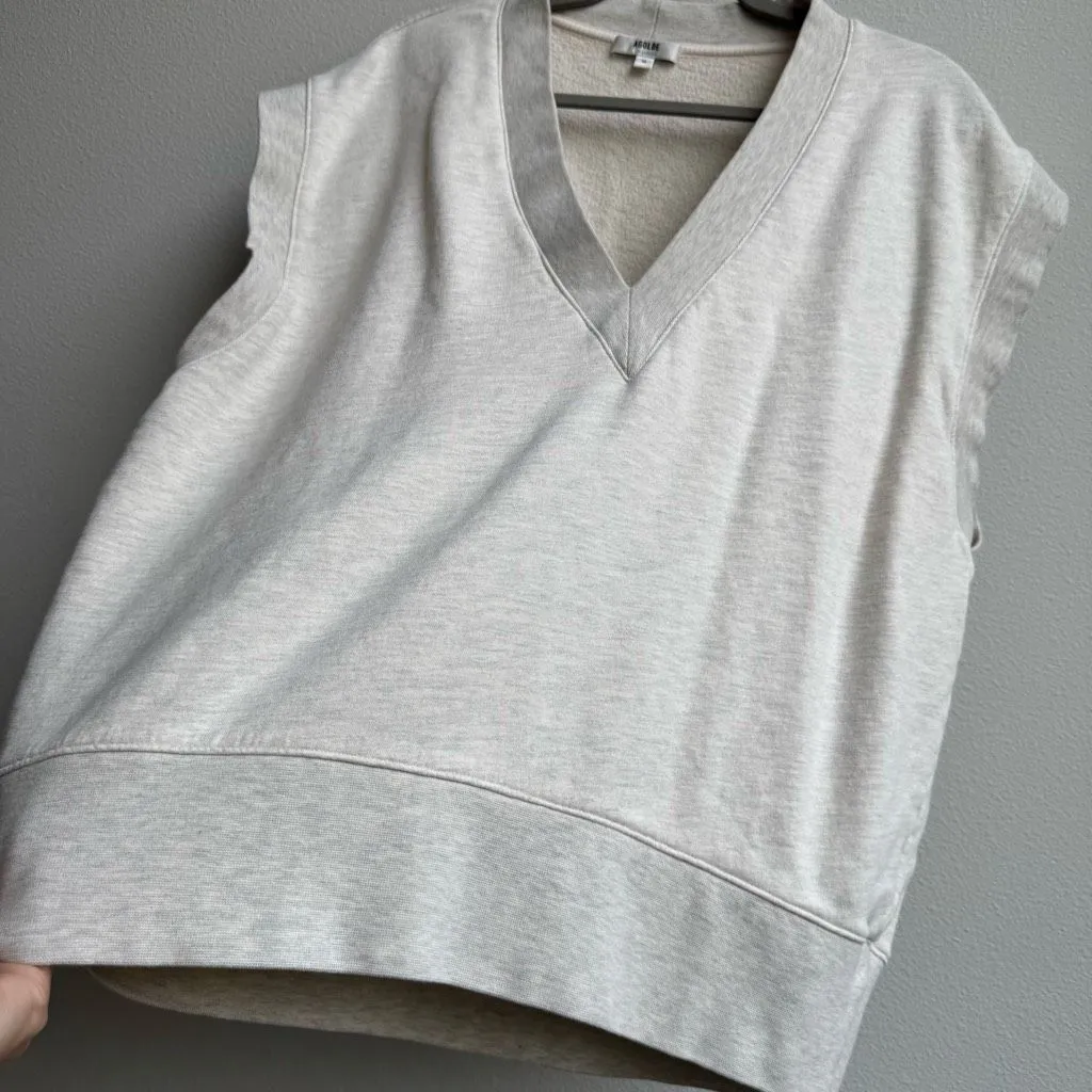 AGOLDE Shaw Oversized Relaxed Deep V Sweater Vest Cream Gray Size Medium - Image 3