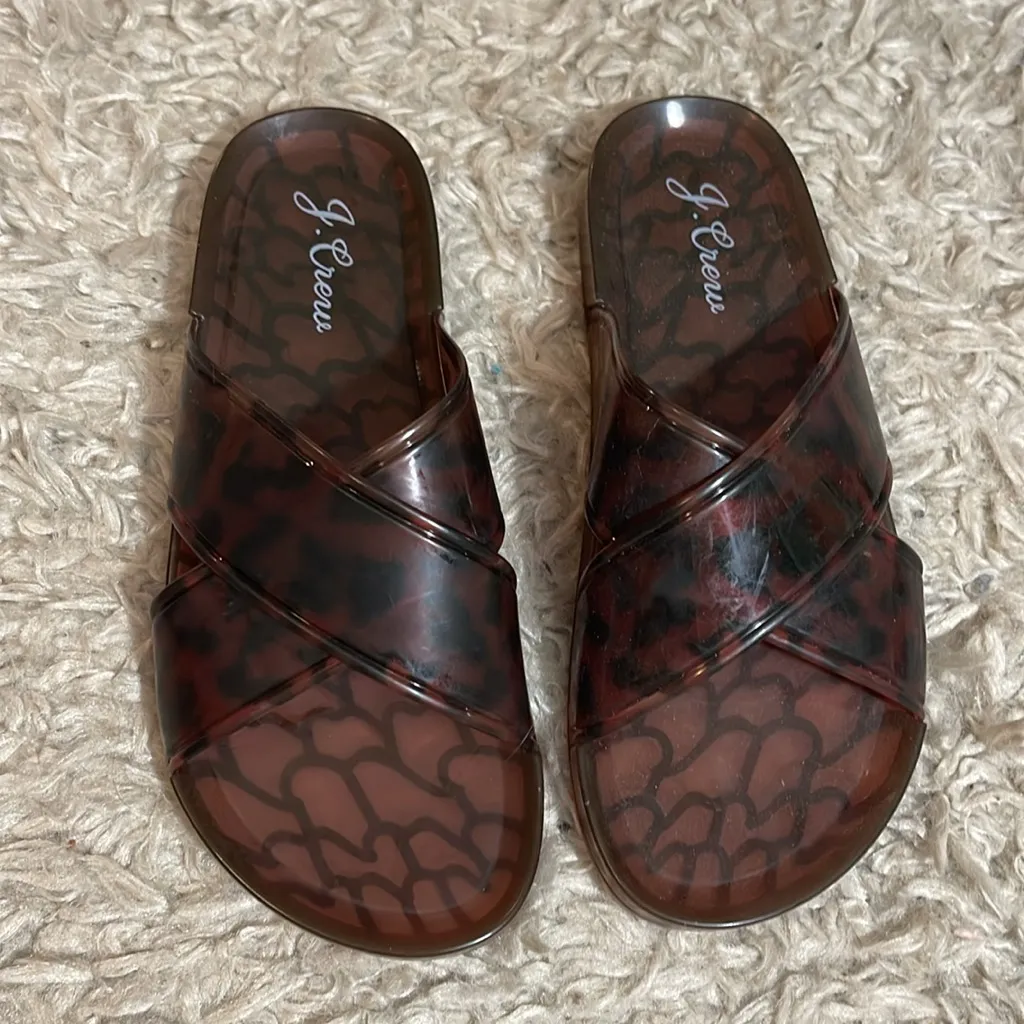 🔵 J crew tortoise cross over strappy sandal flats - Image 2