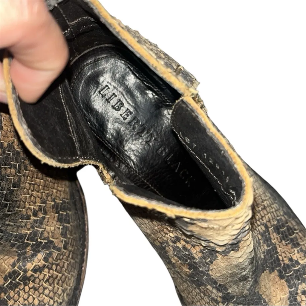 Snakeskin Ankle Boots 6.5 Liberty Black Brown - Image 3