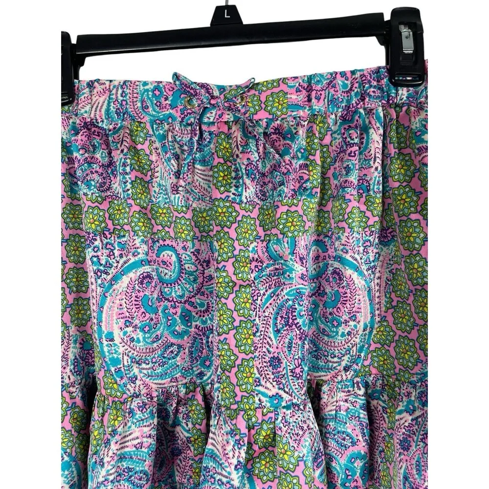 Juicy Couture VTG Floral Paisley Elastic Waist Ruffle Hemline Mini Skirt M - Image 2