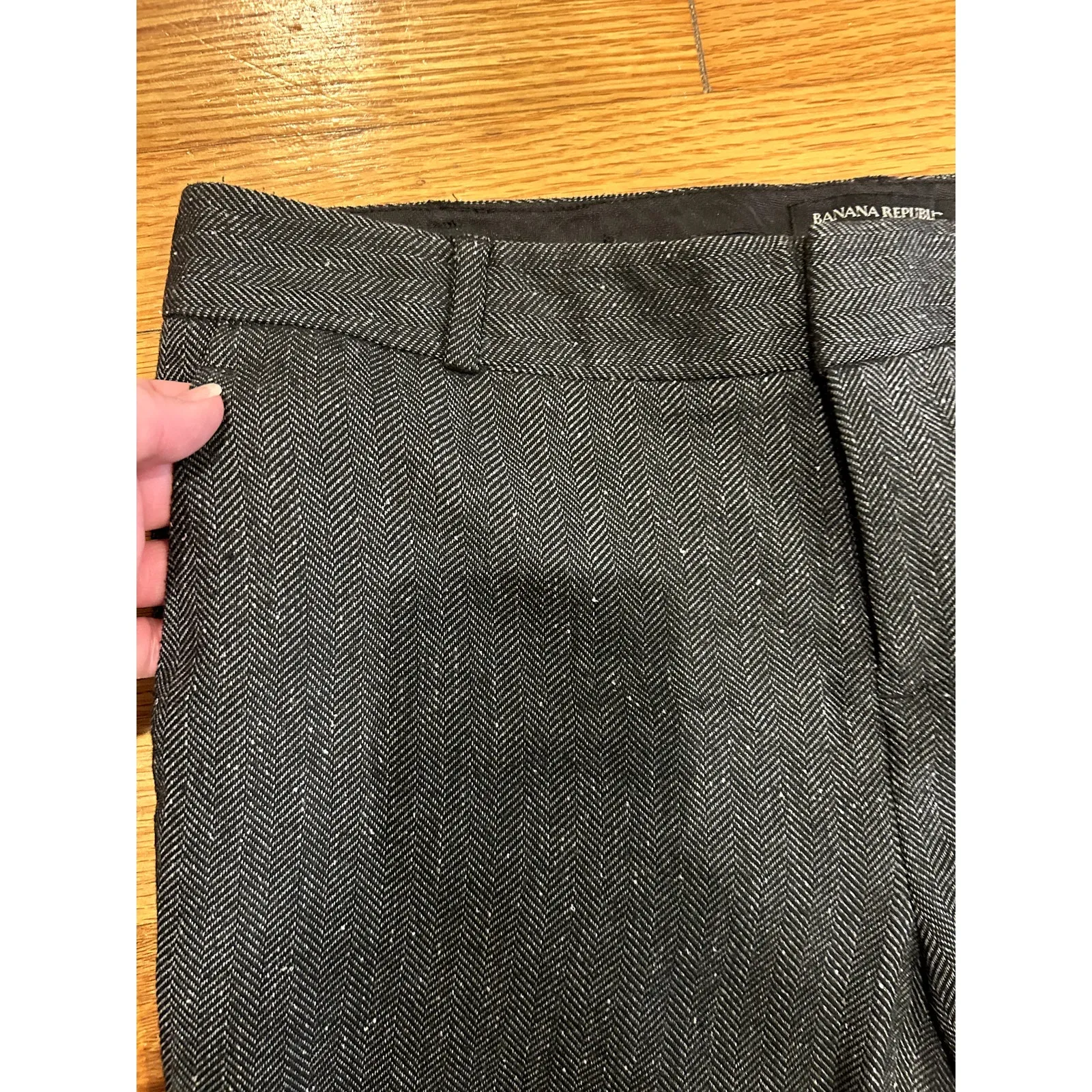 Banana Republic Women's 6 Petite Black Speckled Design Pockets Dress Pant Comfy - Image 2