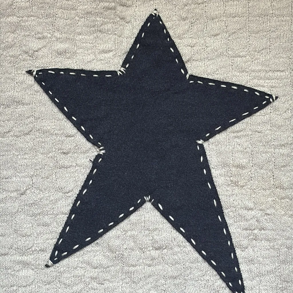 Eileen Fisher Cream Cardigan with Star Accents, 3/4 Sleeves, Size Large Blue - Image 7