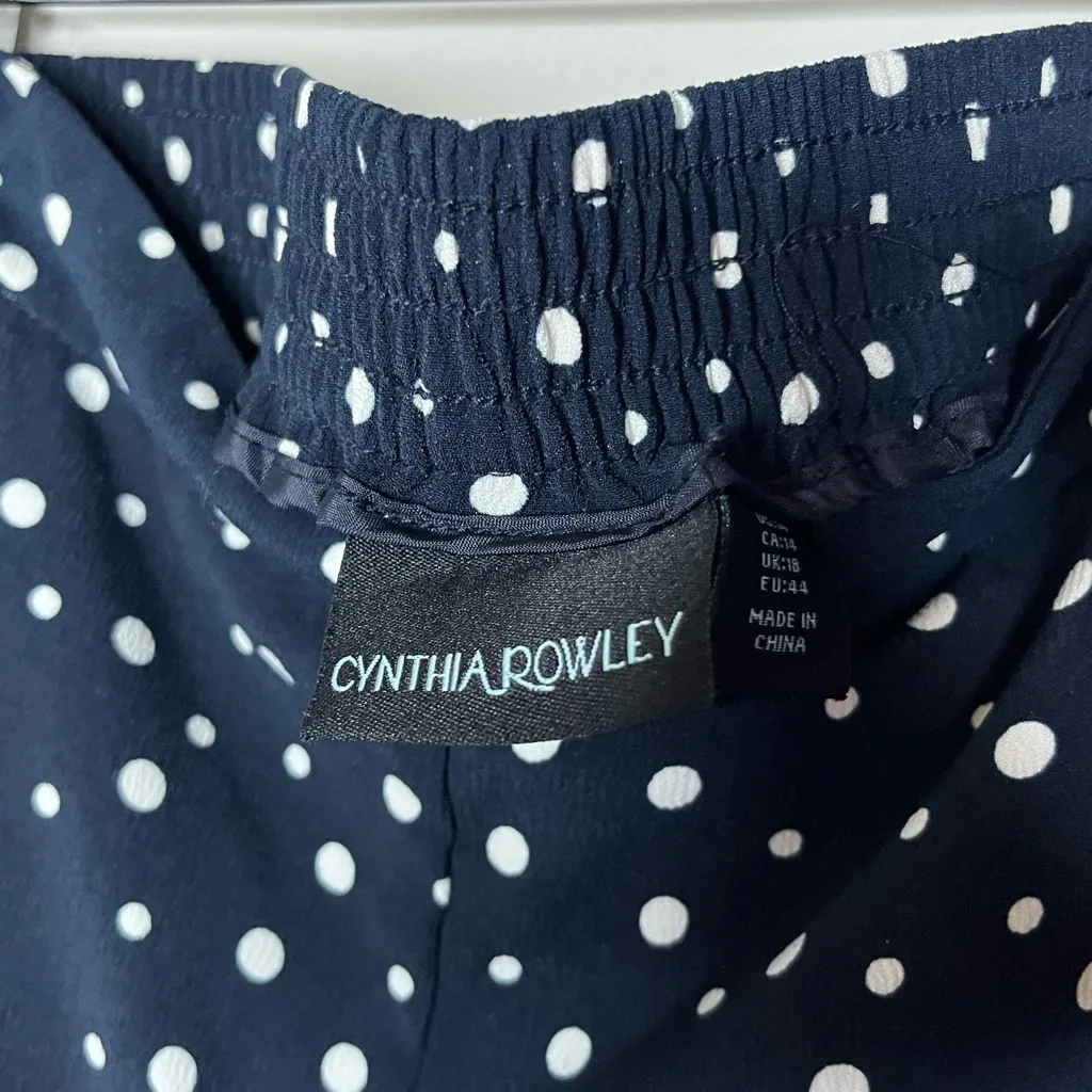 Cynthia Rowley Navy Blue & White Polka Dot Jogger Pants Women’s Size 14 - Image 6