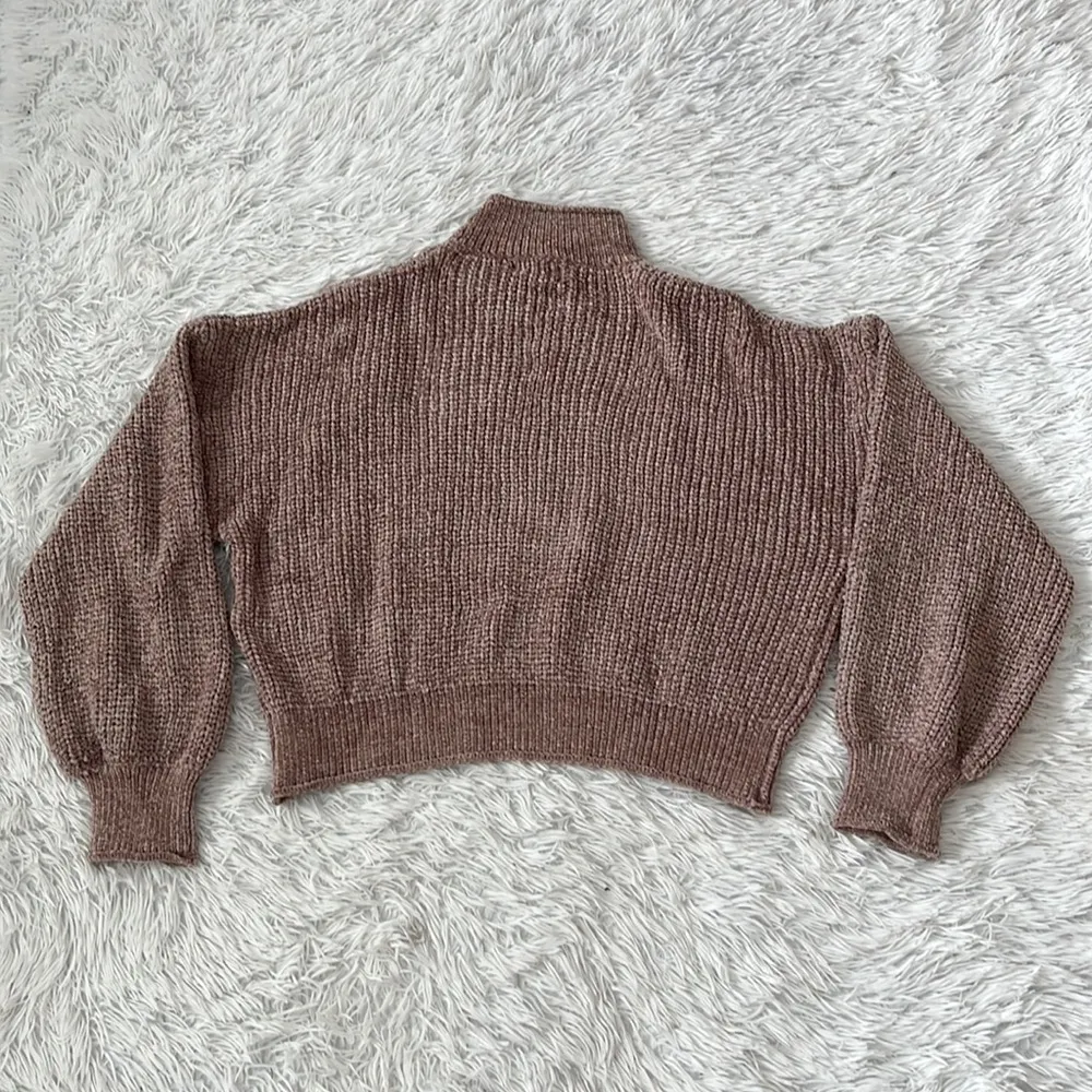 LULUS Women’s Up the Comfort Taupe Chenille Knit Mock Neck Sweater Small - Image 11