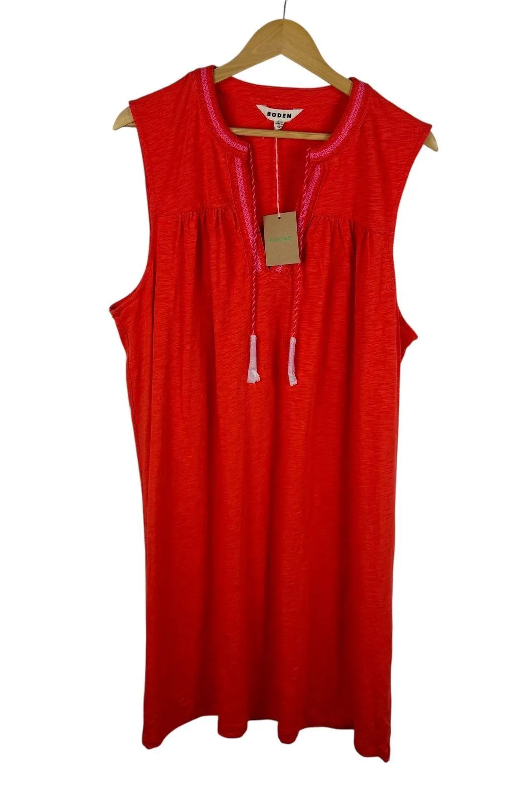 NWT Boden Nadine Notch Cotton Dress Size 20/22 Sleeveless Preppy Resort Vacation Red - Image 2