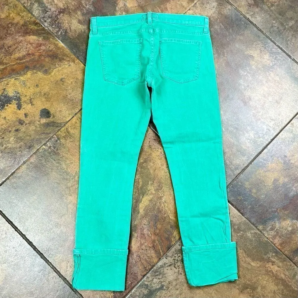 Current/Elliott Green Cuffed Cropped Stretch Jeans 27 - Image 9