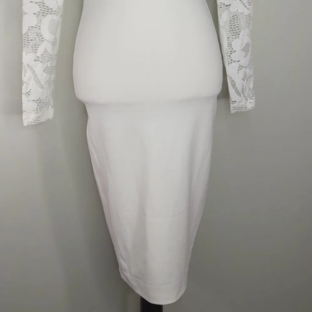 Nookie Lady Lace Long Sleeve Midi Dress in‎ White | NWT|  SMALL - Image 5