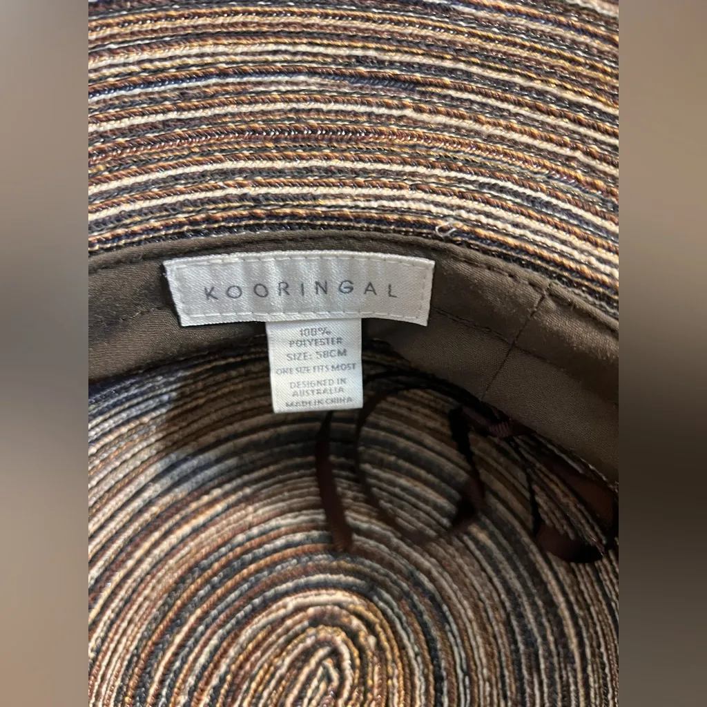 Kooringal Striped Black Brown Taupe Women's Hat made in Australia sized 58cm - Image 3