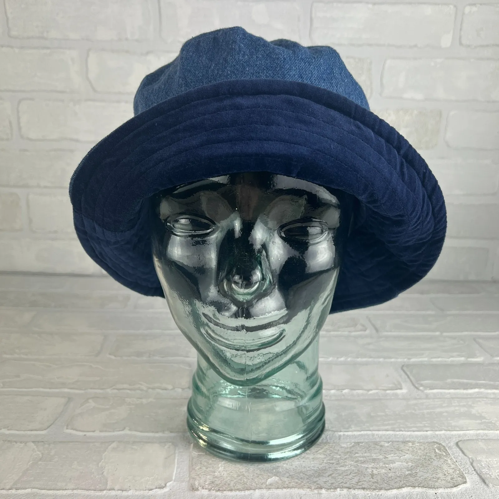 Vintage‎ Faded Glory Y2K Bucket Hat Blue Denim Casual Grunge Streetwear Indie OS - Image 13