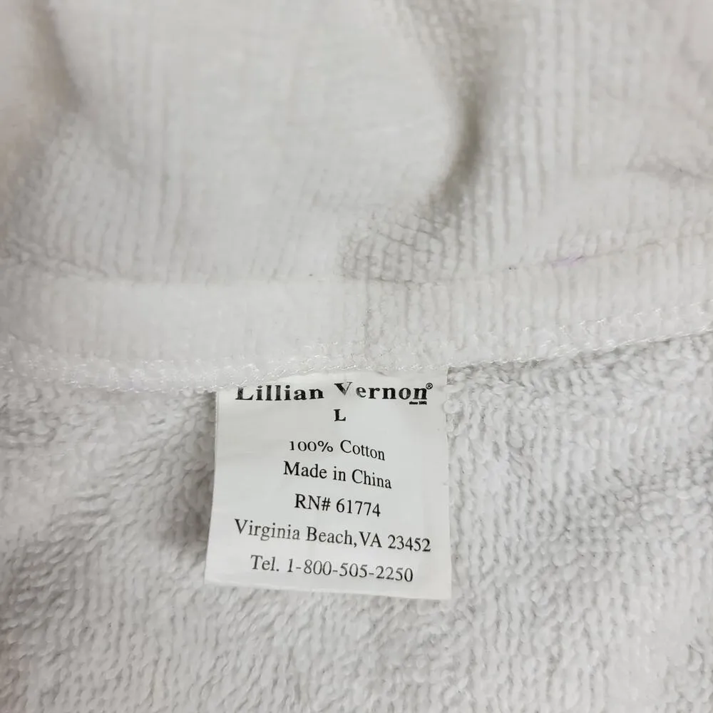 Lillian Vernon Terrycloth Robe Womens Large White 100% Cotton Collared Belted - Image 2