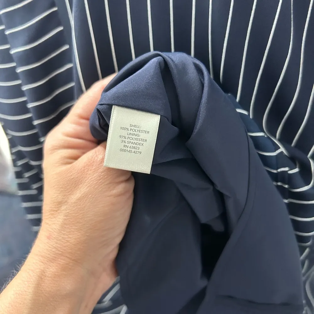 Christopher & Banks Blue and White Halter Sheath Dress - Image 4