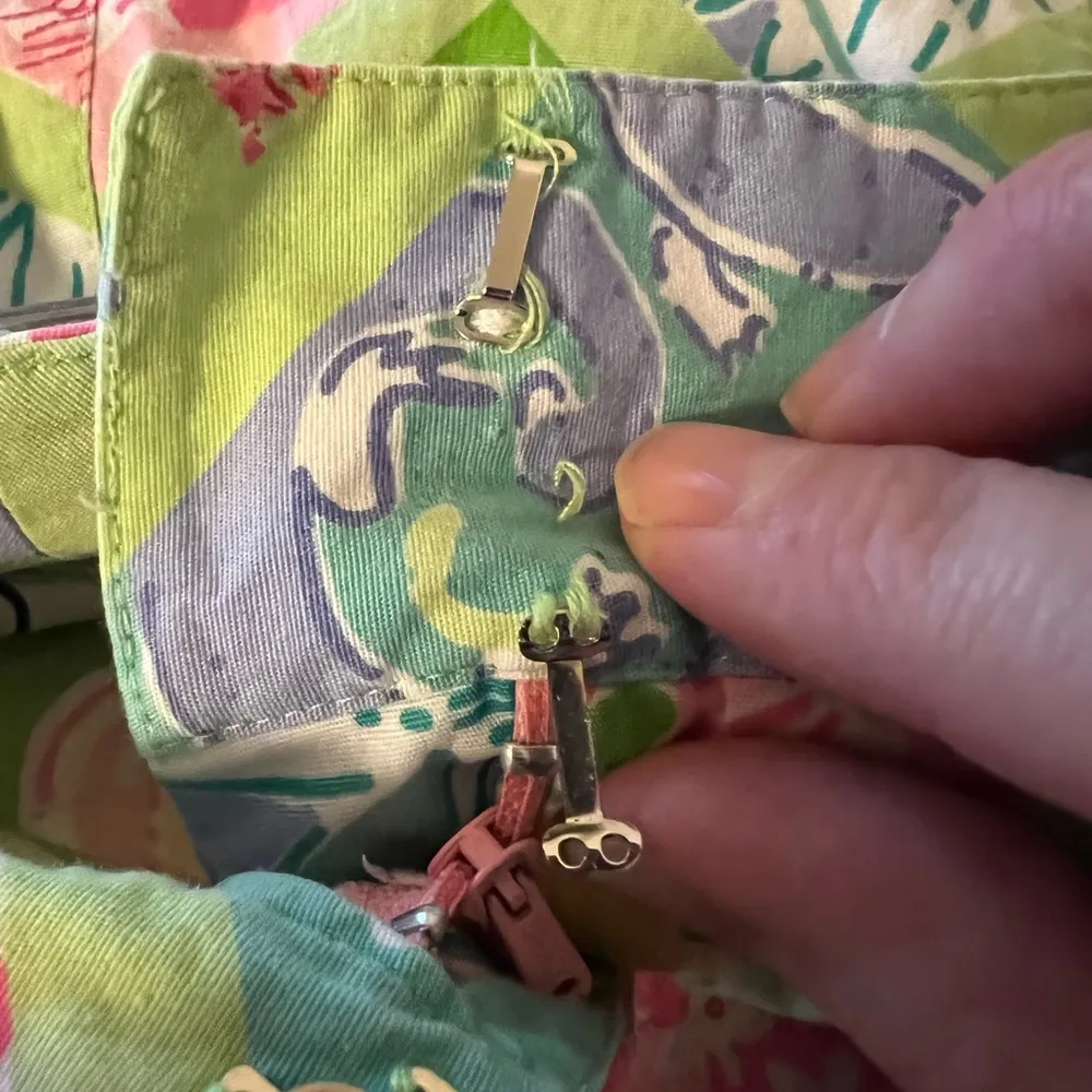 Lilly Pulitzer Pants Pink Blue Green Squares Animals Vintage White Label 6 FLAW - Image 12