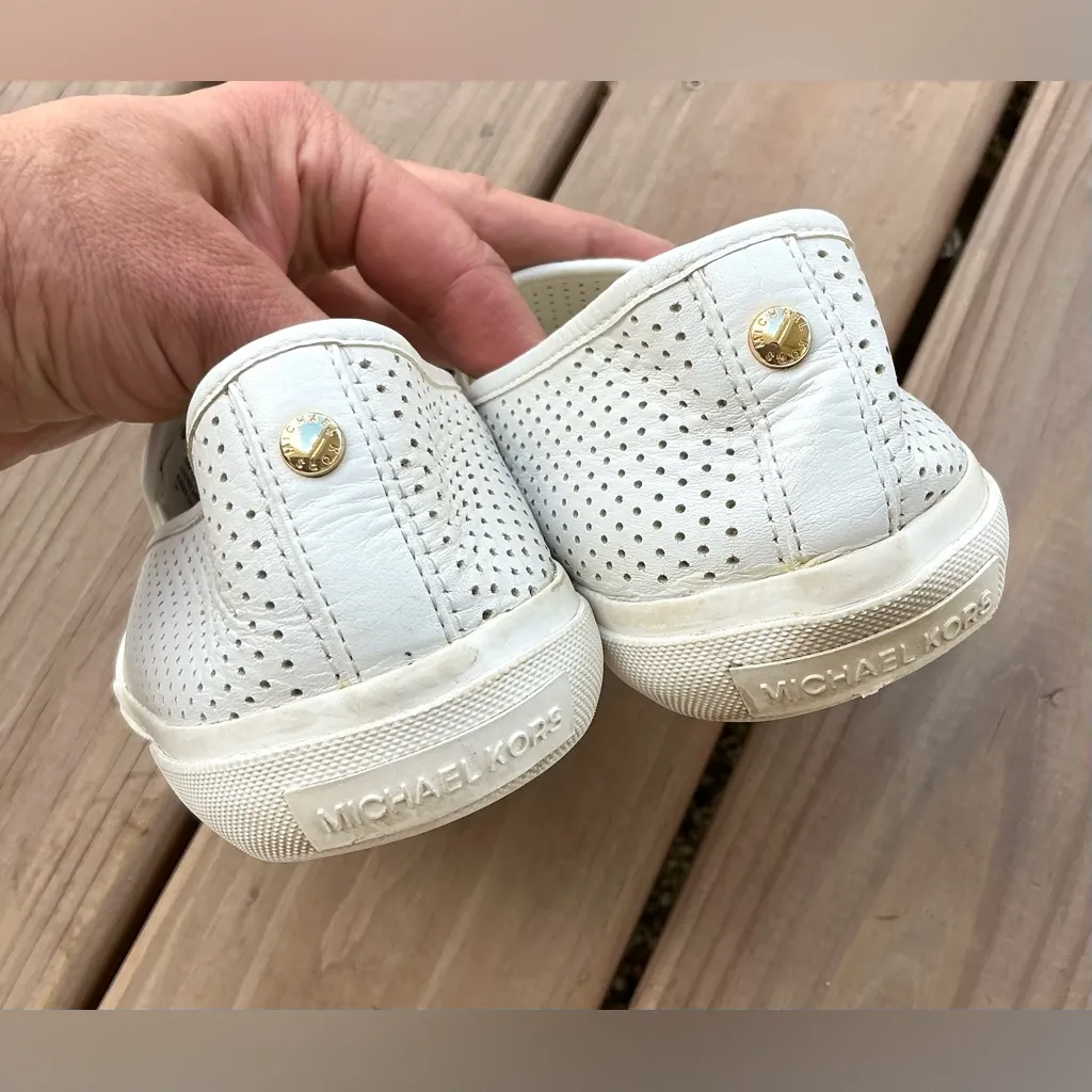 MK White Perforated Slip-On loafers - Image 6