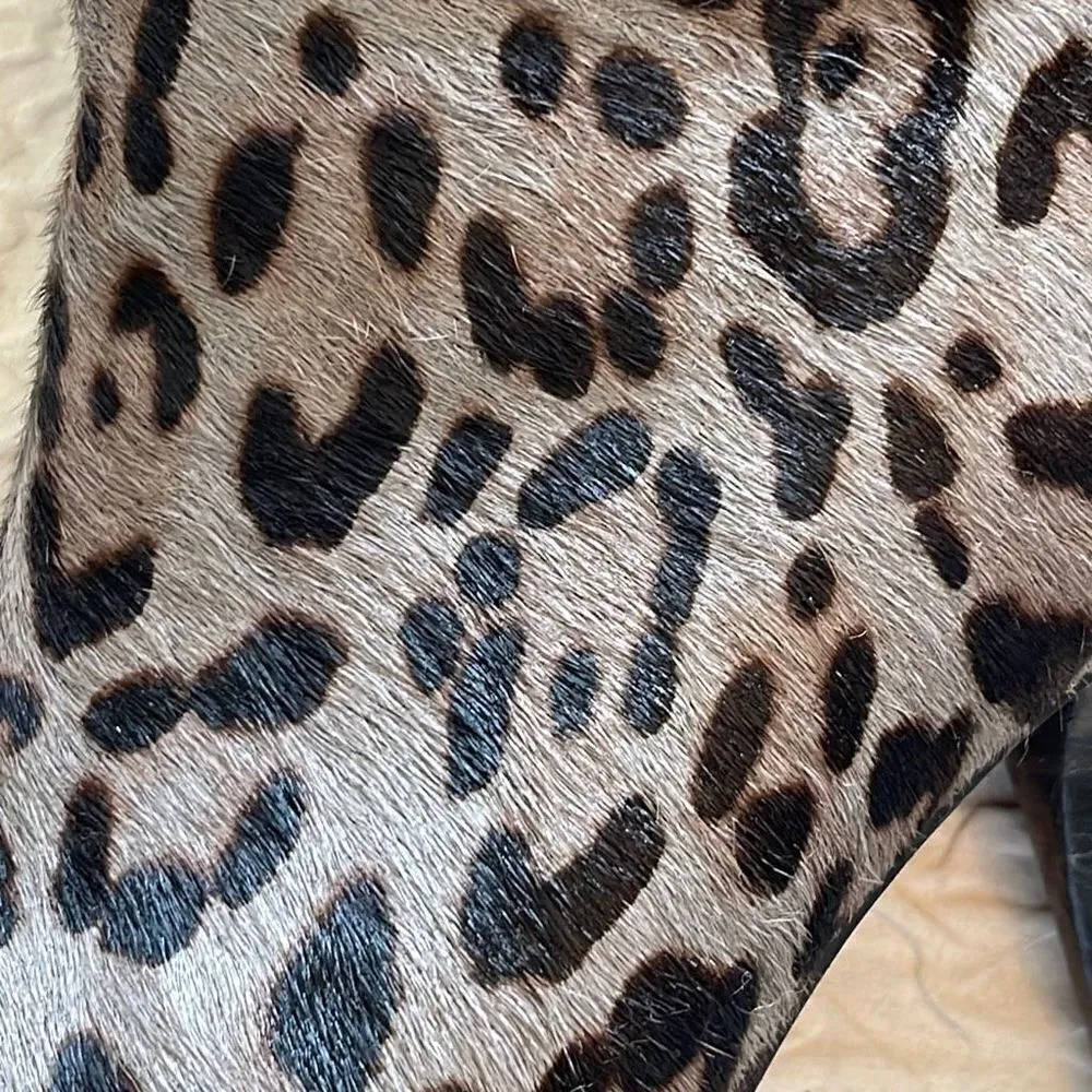 M&S Collection Womens Animal Print Ankle Boots Insolia Heels Tan Leather Size 3/ - Image 10