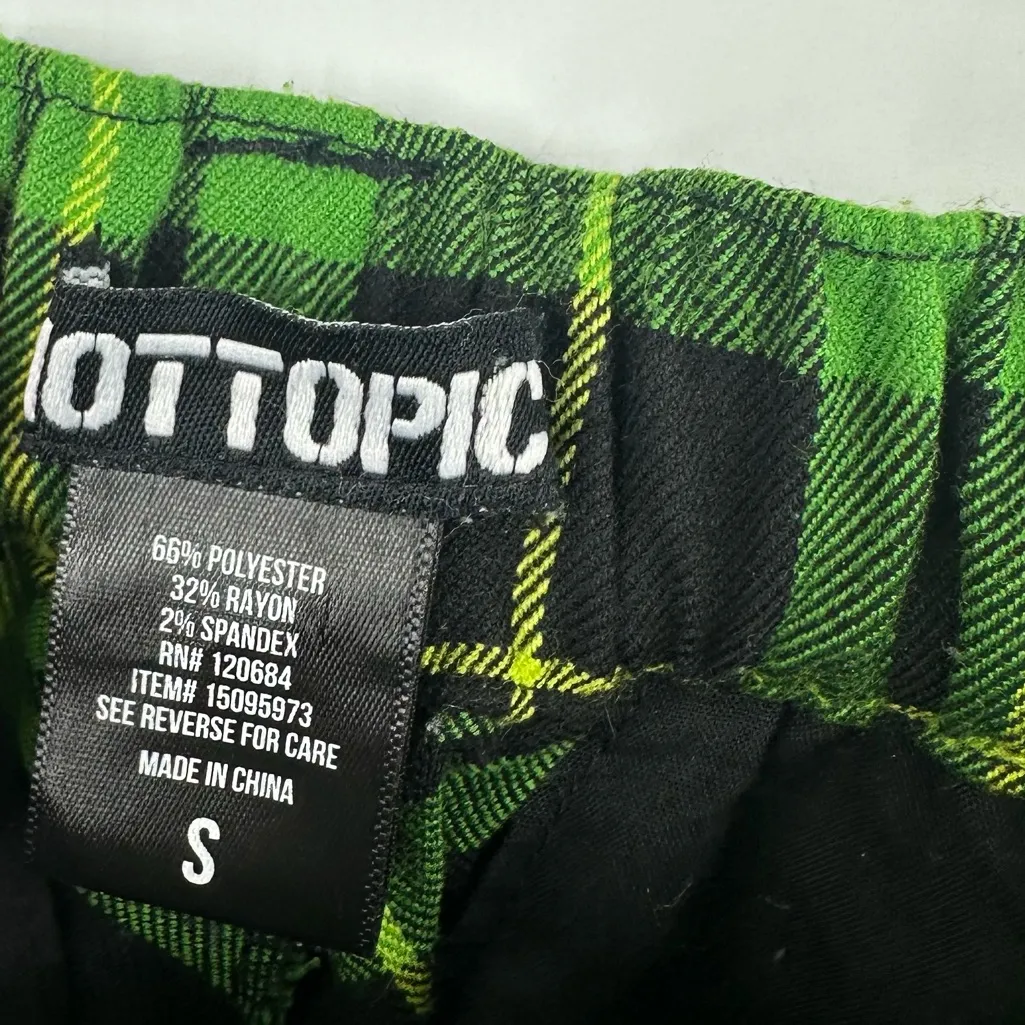 Hot Topic Green Plaid Straight Pants Size Small - Image 3
